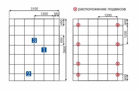 Монтаж потолка армстронг схема расположения подвесов